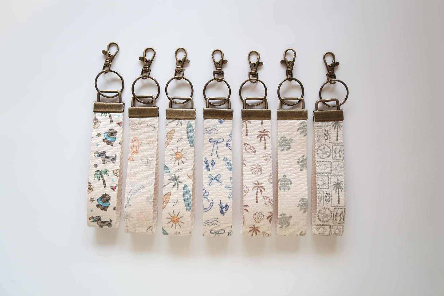 Summer Canvas Wrist Keychain Lanyard, Custom Lanyard, Key Fob Wristlet, Car Key Holder, Cute Keychain, Preppy Bow Boho Smiley Keychain Lanyard