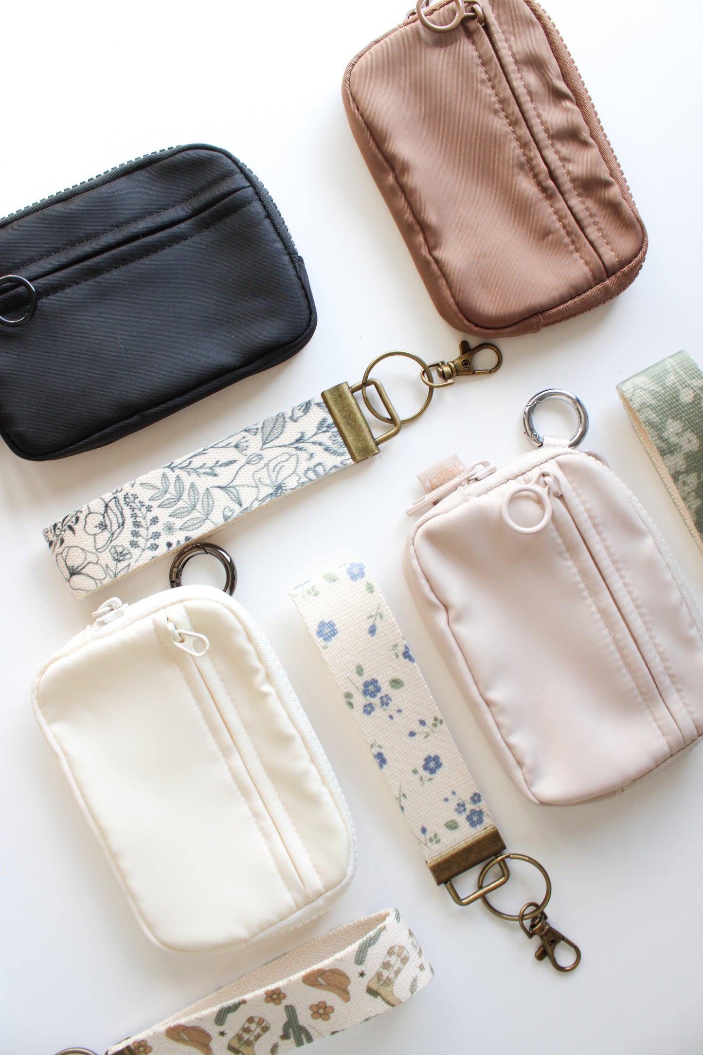 Keychain Wallet with Wrist Lanyard, Compact Card Holder Keyring, Stylish Wallet Keychain for Essentials