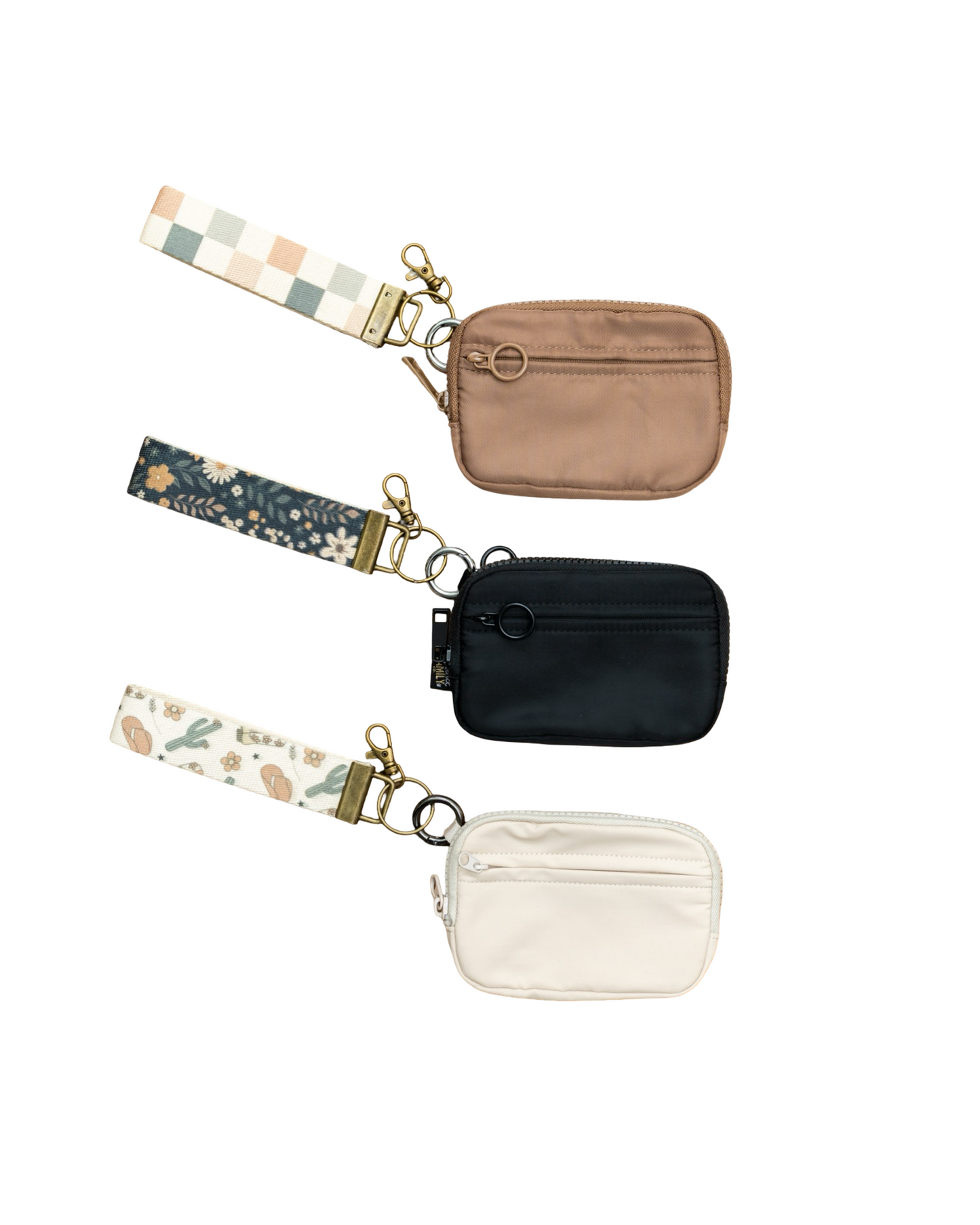Keychain Wallet with Wrist Lanyard, Compact Card Holder Keyring, Stylish Wallet Keychain for Essentials