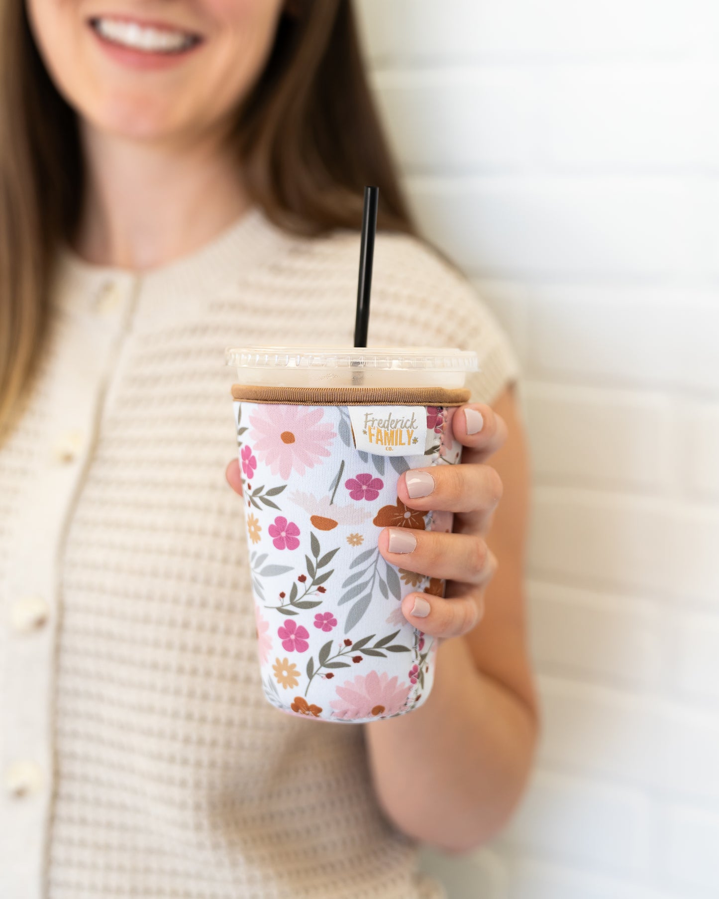 Iced Coffee Drink Sleeve, Flower Beverage Cup Sleeve,