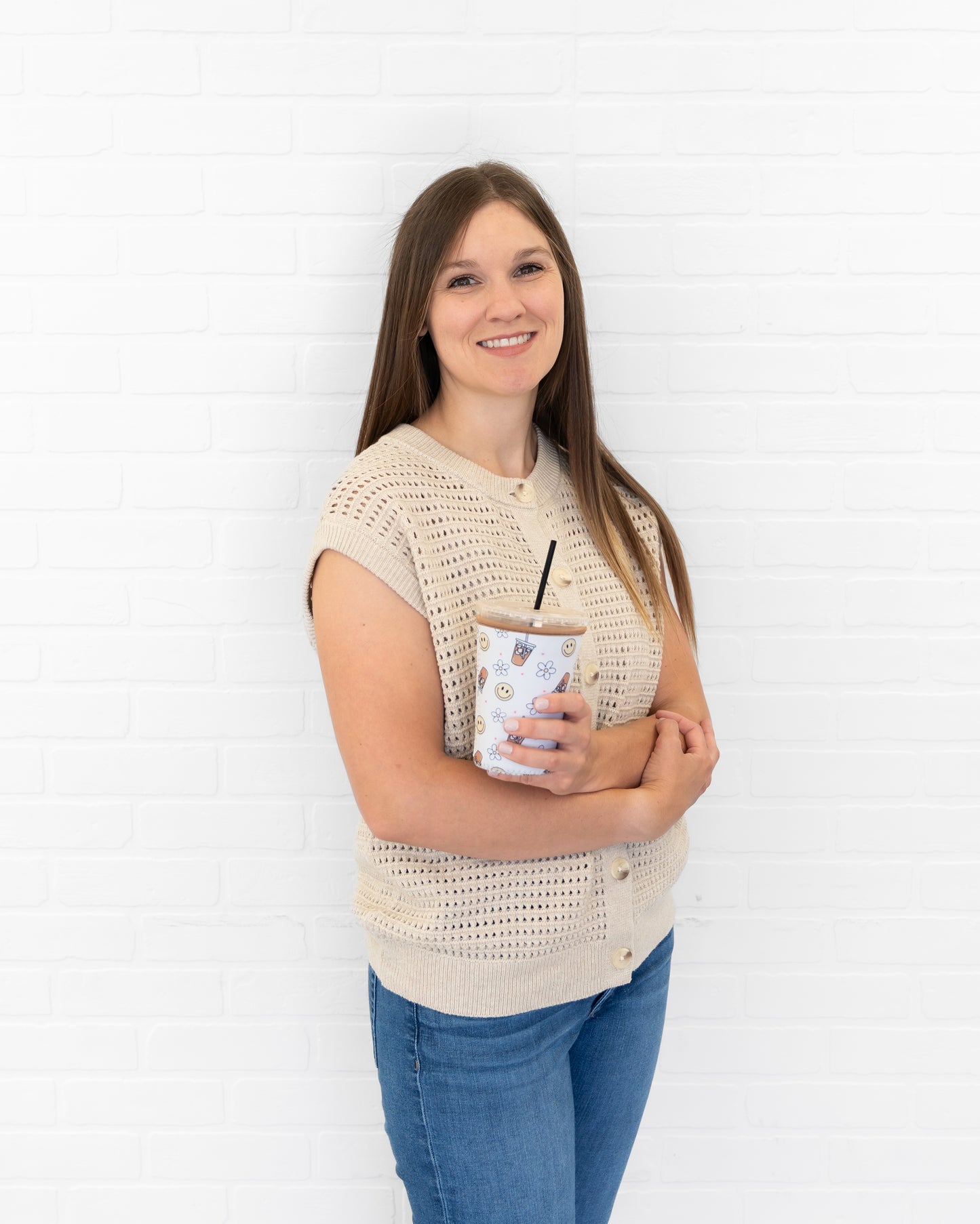 Iced Coffee Drink Sleeve, Flower Beverage Cup Sleeve,