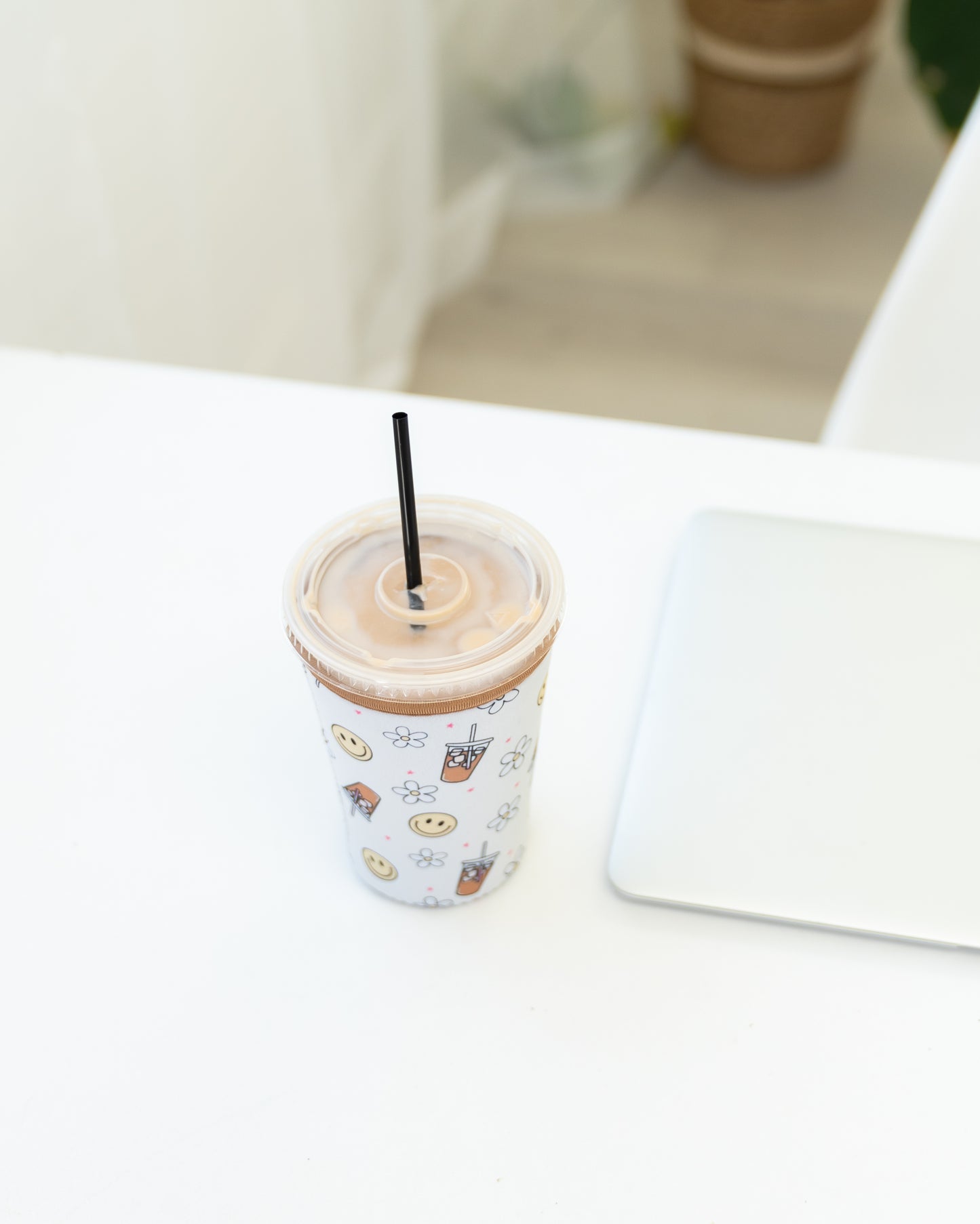Iced Coffee Drink Sleeve, Flower Beverage Cup Sleeve,