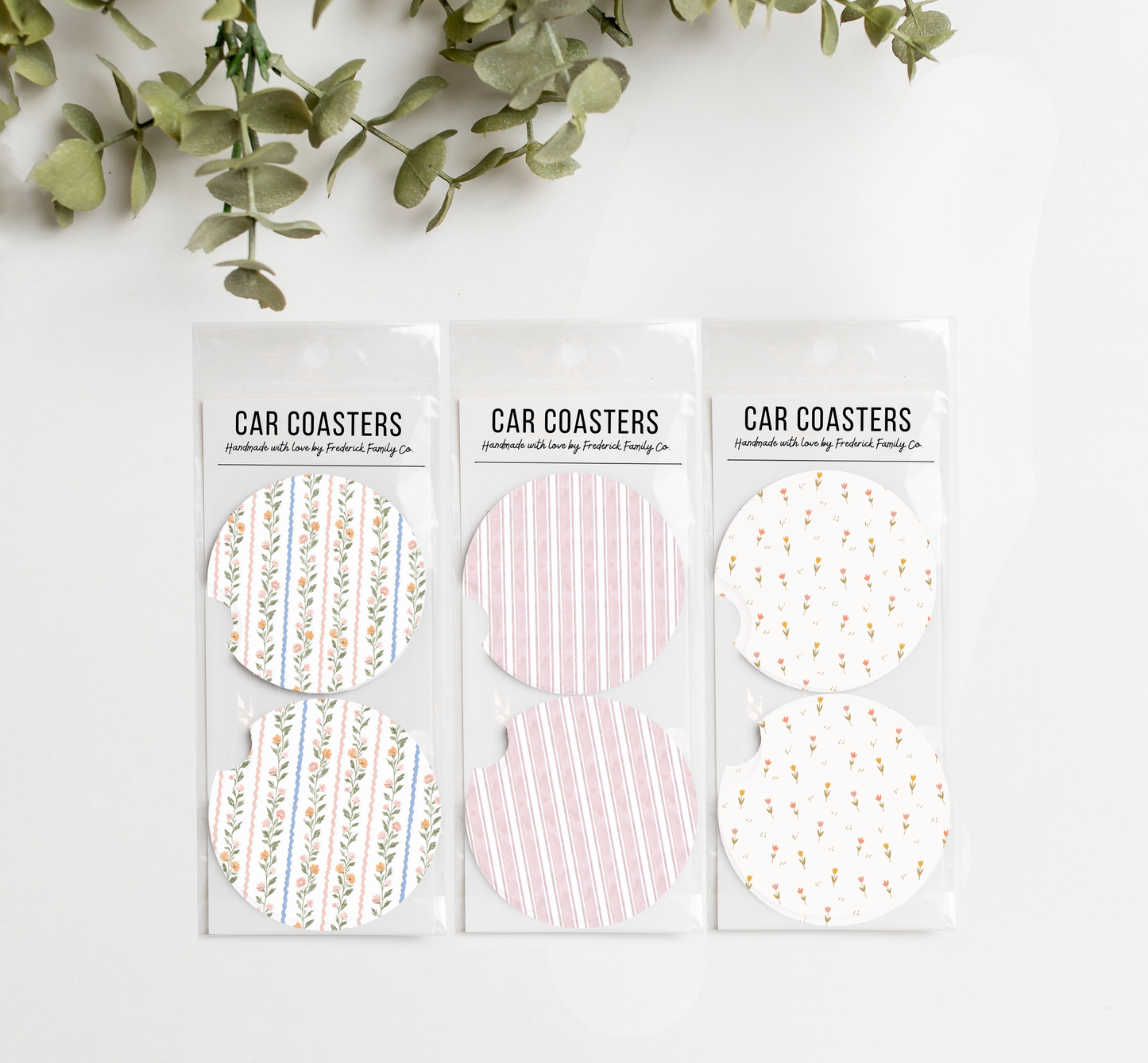 Spring Car Coasters Set of 2 – Absorbent Neoprene Cup Holder Coasters for Cars, Trucks & SUVs,