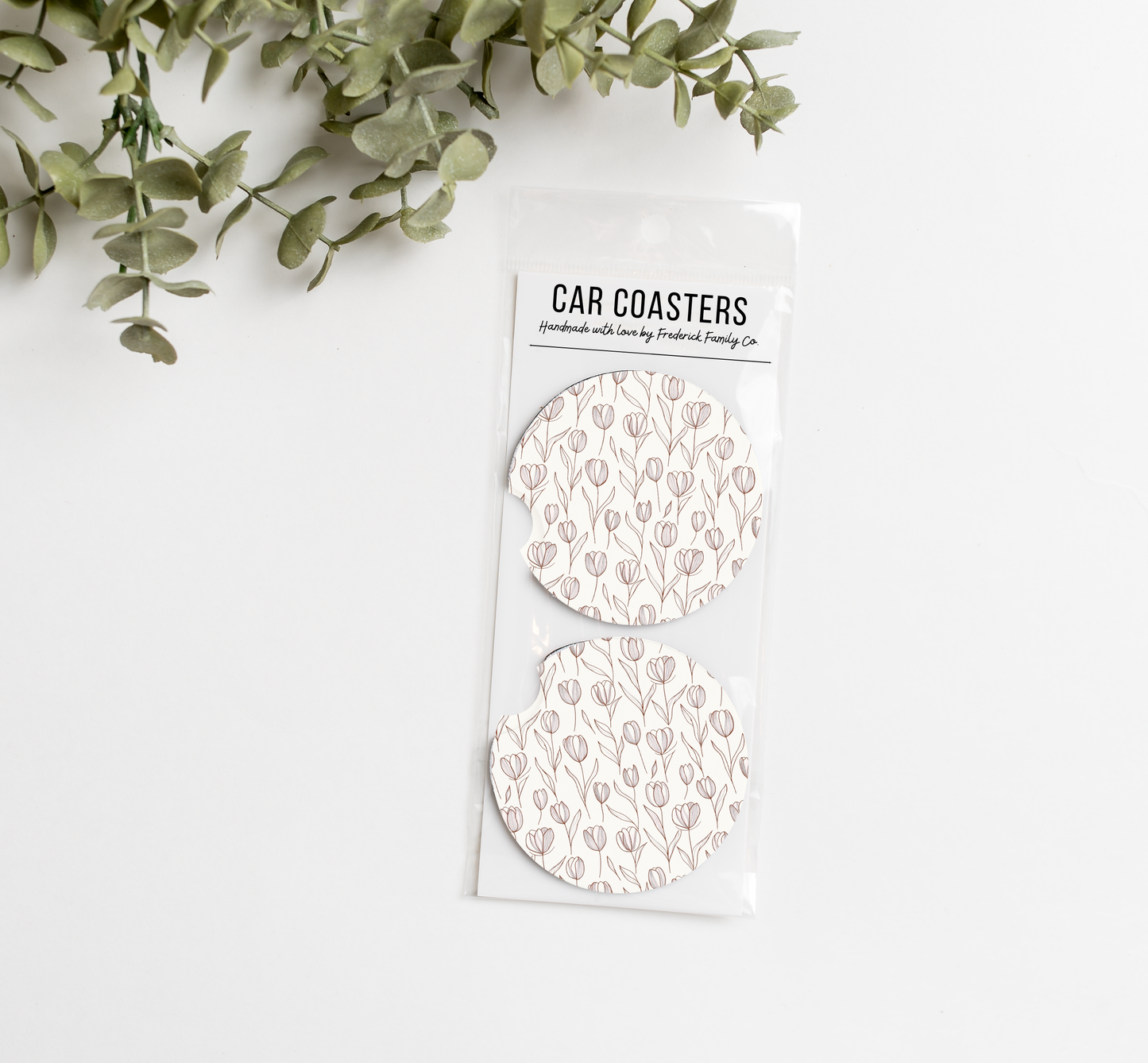 Spring Car Coasters Set of 2 – Absorbent Neoprene Cup Holder Coasters for Cars, Trucks & SUVs,