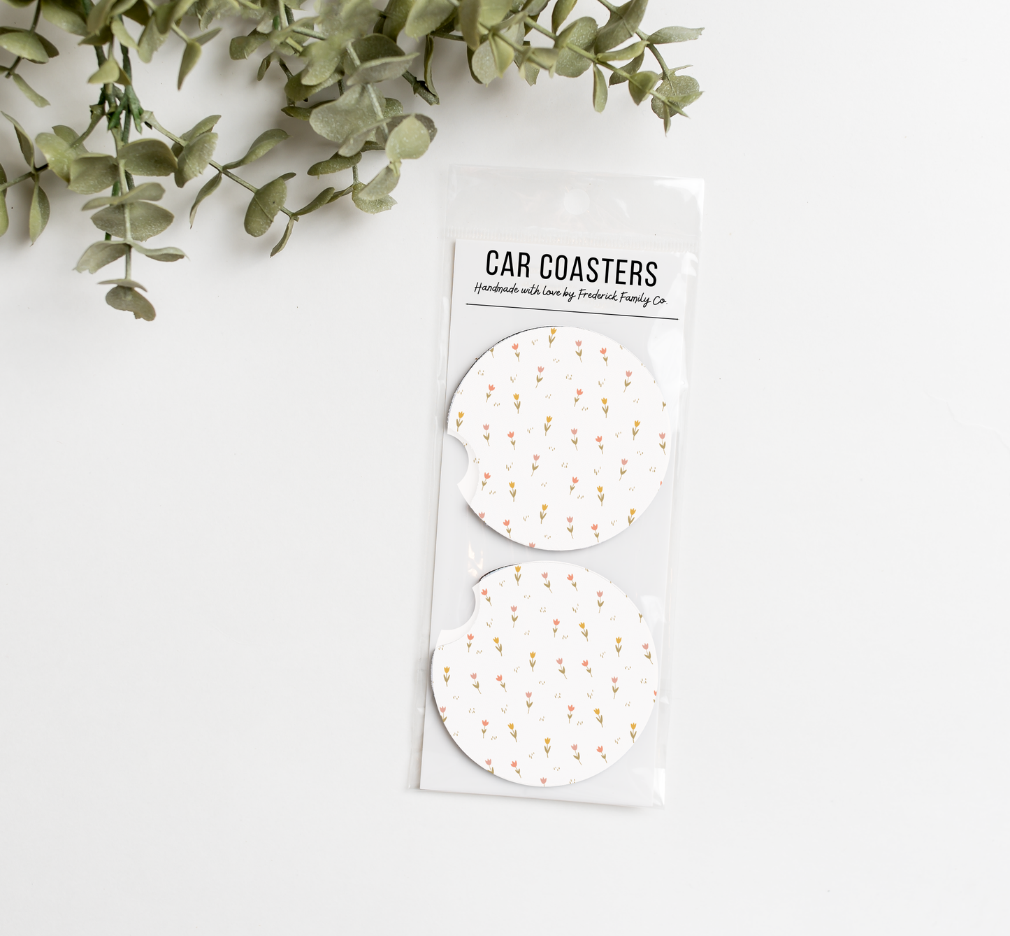 Spring Car Coasters Set of 2 – Absorbent Neoprene Cup Holder Coasters for Cars, Trucks & SUVs,