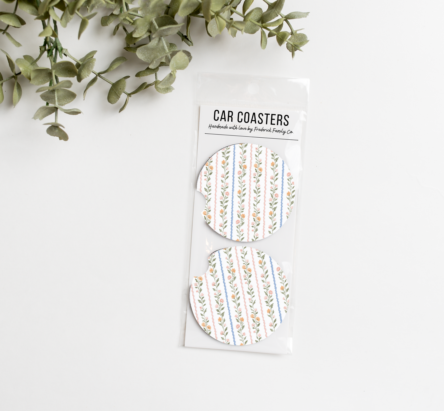 Spring Car Coasters Set of 2 – Absorbent Neoprene Cup Holder Coasters for Cars, Trucks & SUVs,