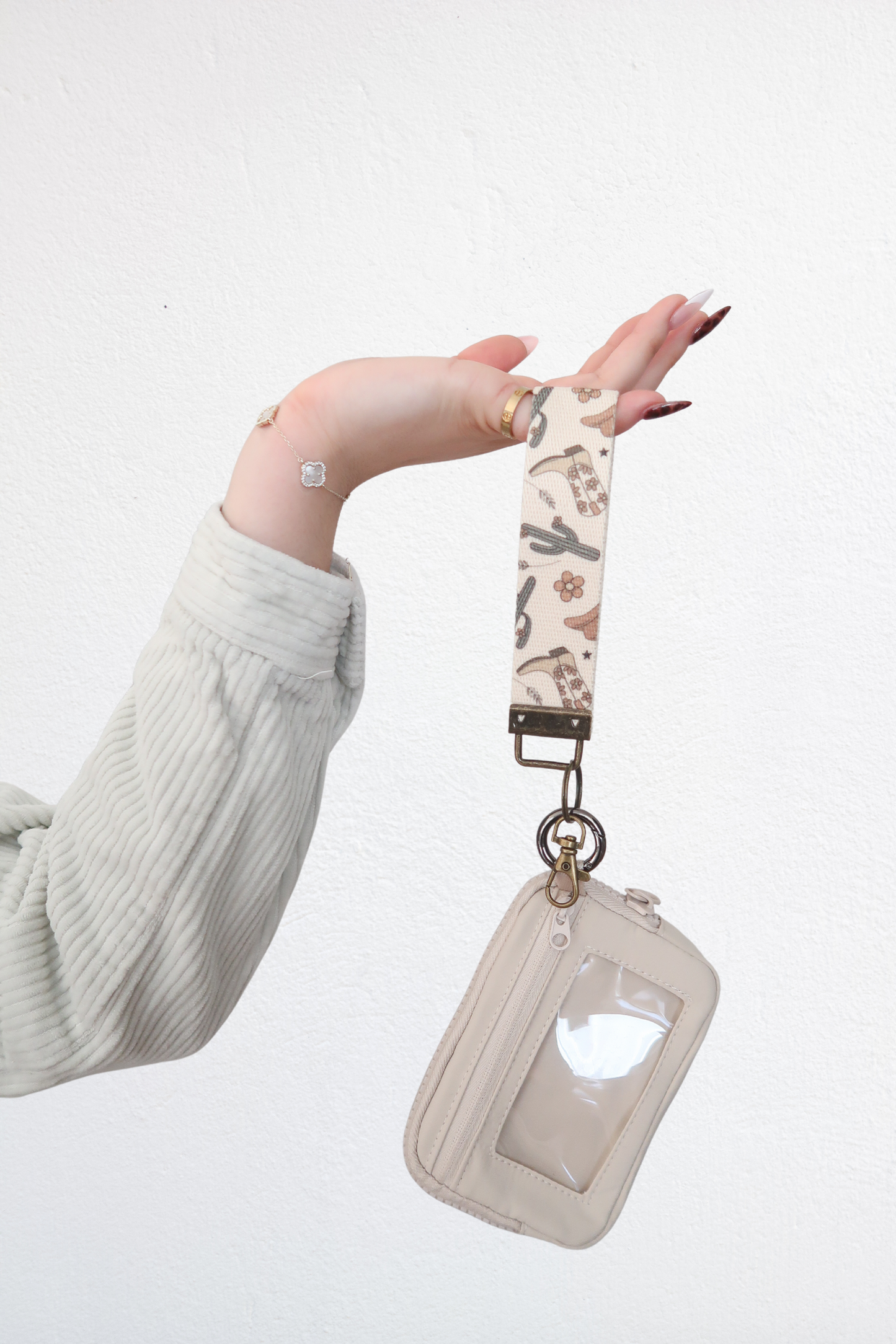 Keychain Wallet with Wrist Lanyard, Compact Card Holder Keyring, Stylish Wallet Keychain for Essentials
