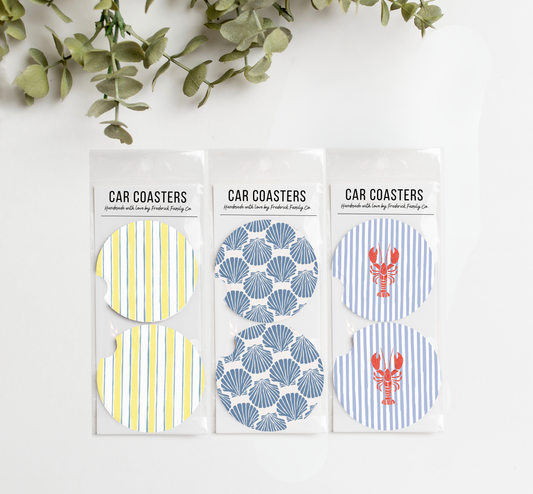 Summer Car Coasters Set of 2 – Absorbent Neoprene Cup Holder Coasters for Cars, Trucks & SUVs
