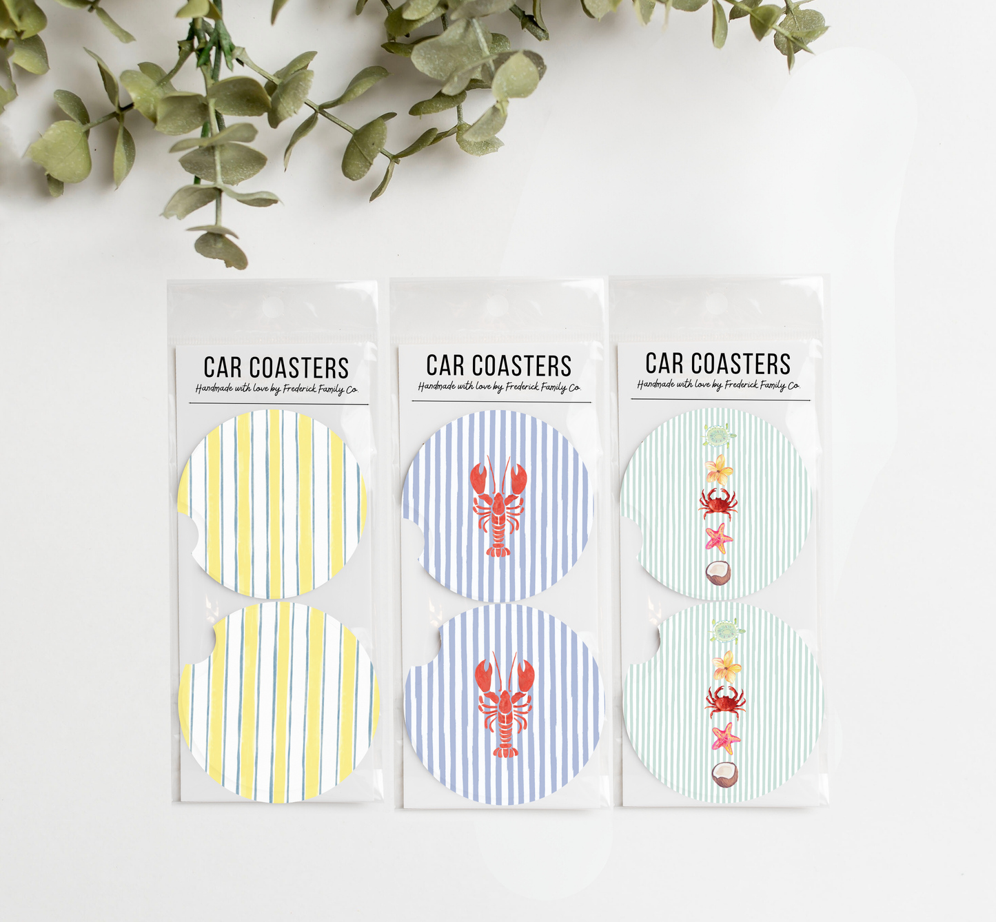Summer Car Coasters Set of 2 – Absorbent Neoprene Cup Holder Coasters for Cars, Trucks & SUVs