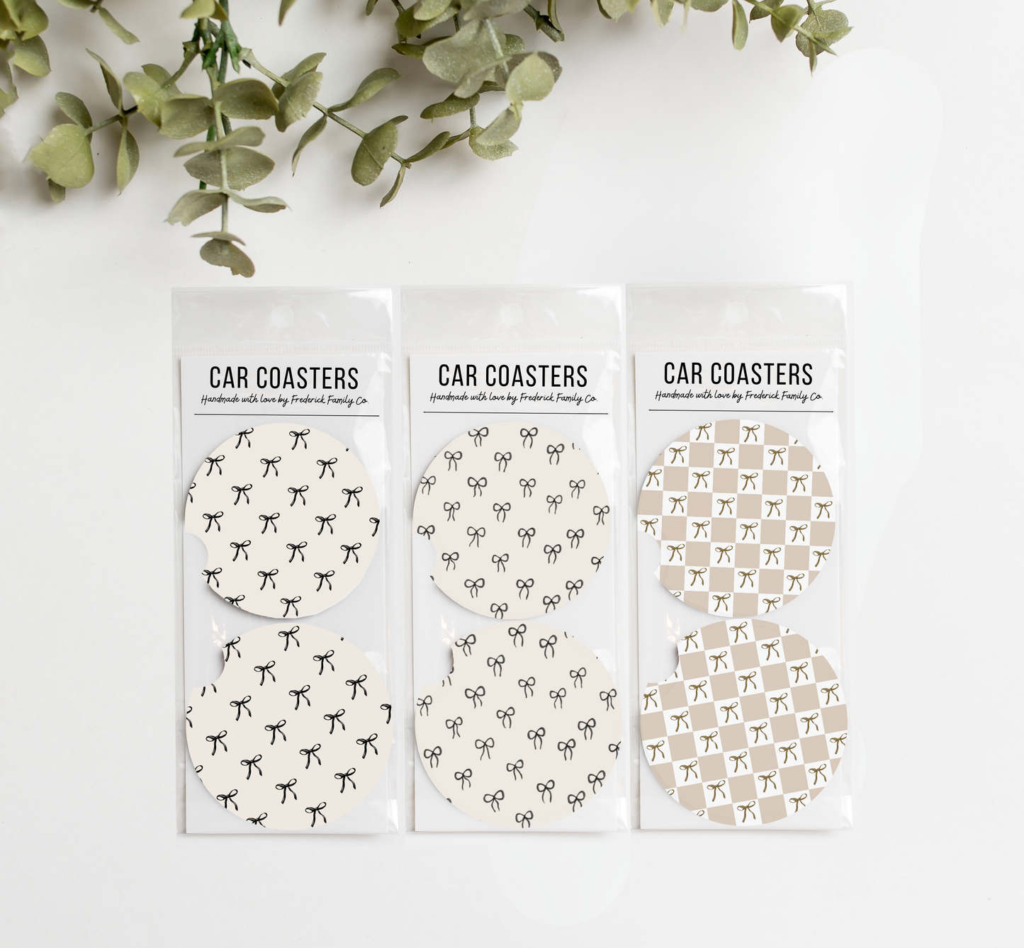 Car Coasters, Set of 2 Car Floral Coasters, Cute Car Accessories, Cup Holder Coasters, Preppy Retro Smiley Daisy Checker Car Coasters