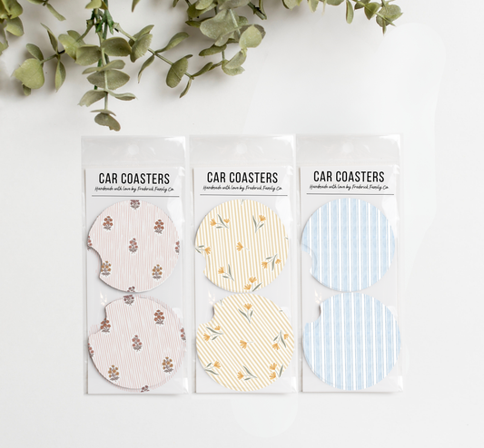 Spring Car Coasters Set of 2 – Absorbent Neoprene Cup Holder Coasters for Cars, Trucks & SUVs,