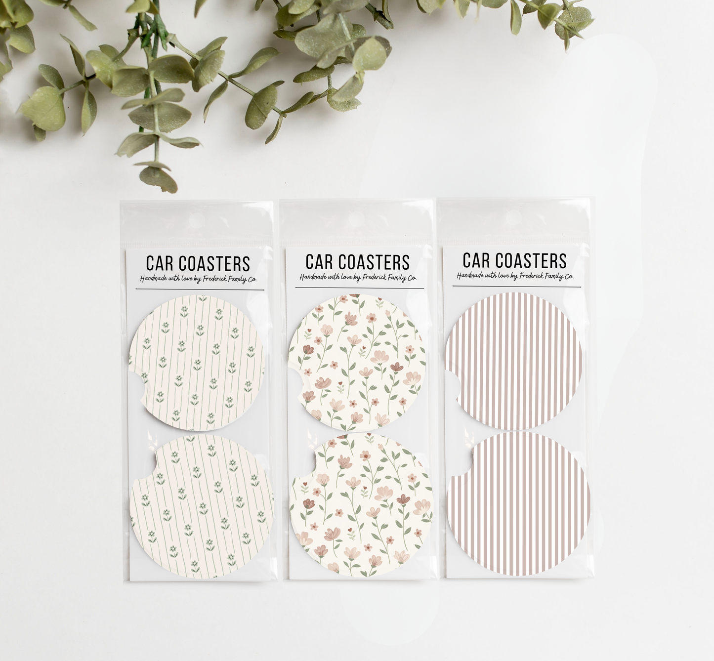 Spring Car Coasters Set of 2 – Absorbent Neoprene Cup Holder Coasters for Cars, Trucks & SUVs,