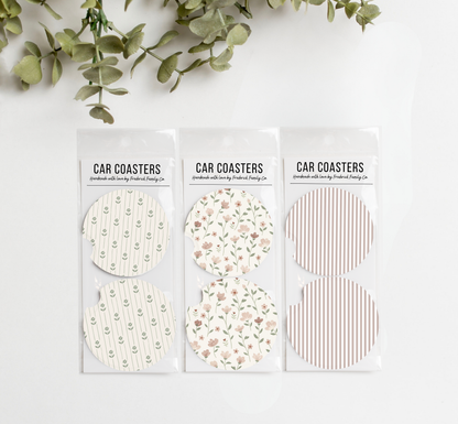 Spring Car Coasters Set of 2 – Absorbent Neoprene Cup Holder Coasters for Cars, Trucks & SUVs,