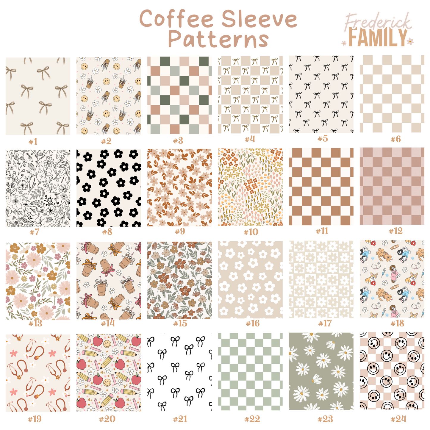 Iced Coffee Drink Sleeve, Flower Beverage Cup Sleeve,