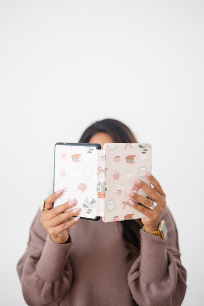 Kindle Case Clear & Printed Back with Hand Strap – Transparent Protective E-Reader Cover, Slim Lightweight Kindle Case