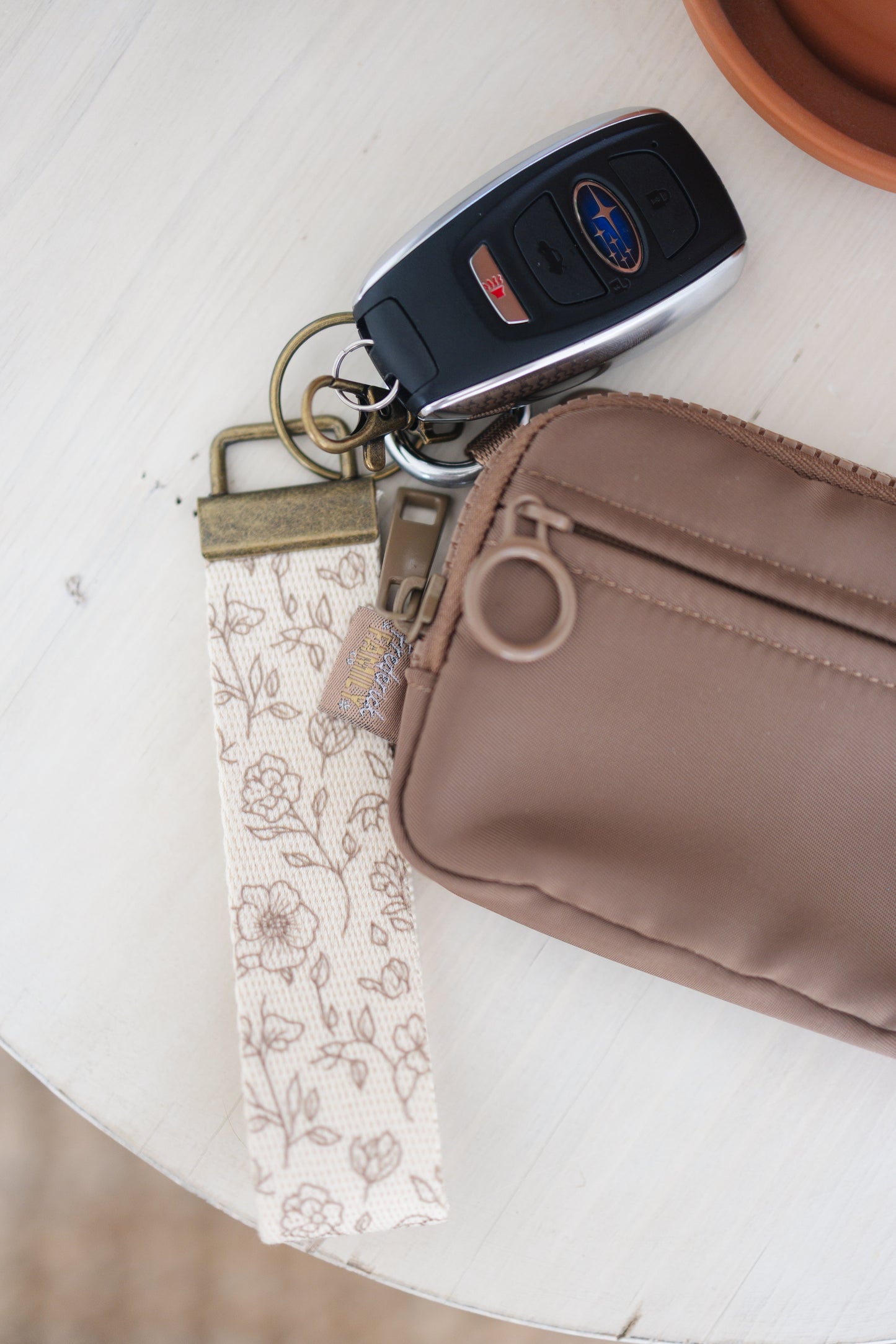 Keychain Wallet with Wrist Lanyard, Compact Card Holder Keyring, Stylish Wallet Keychain for Essentials