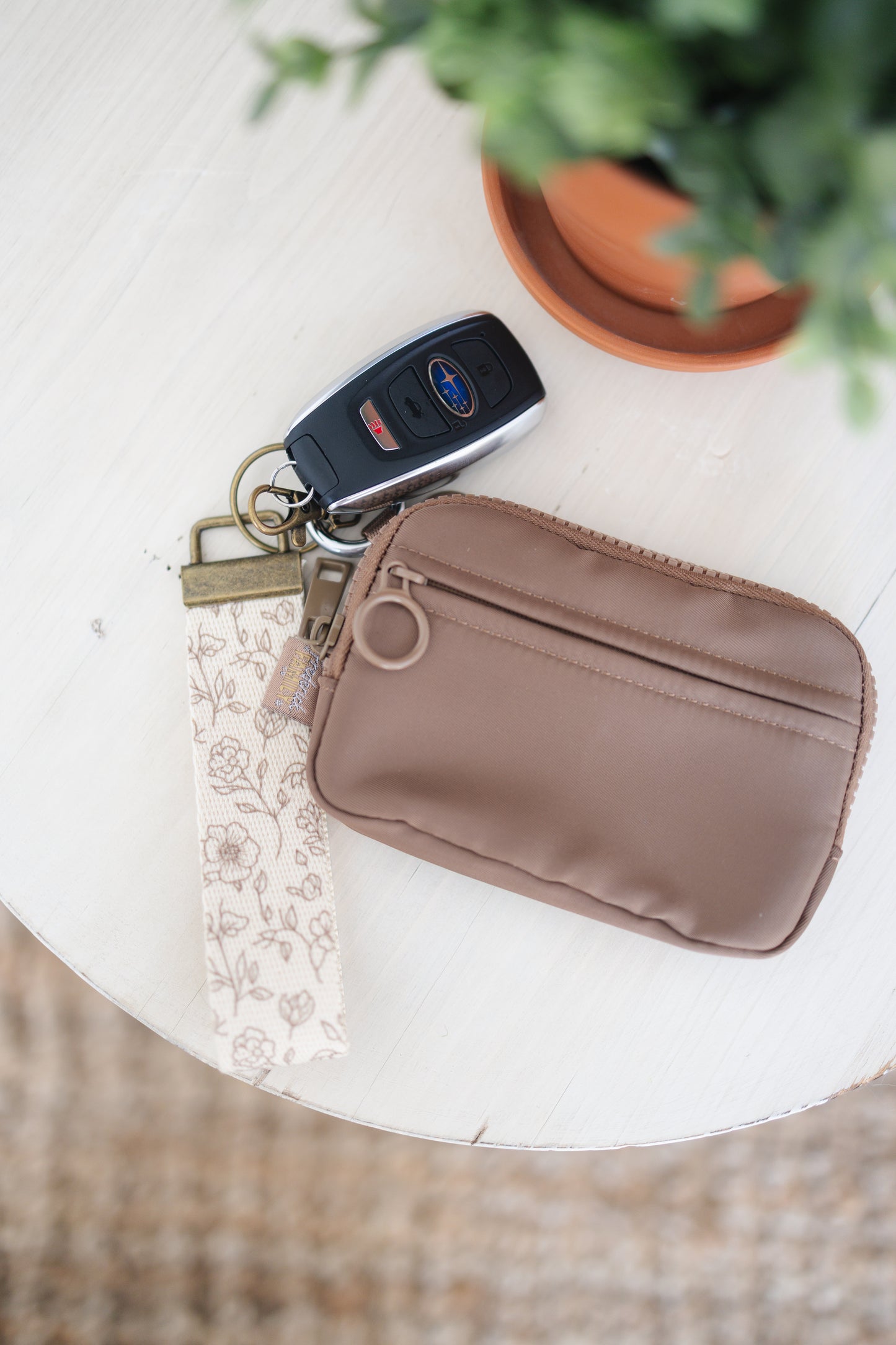 Keychain Wallet with Wrist Lanyard, Compact Card Holder Keyring, Stylish Wallet Keychain for Essentials