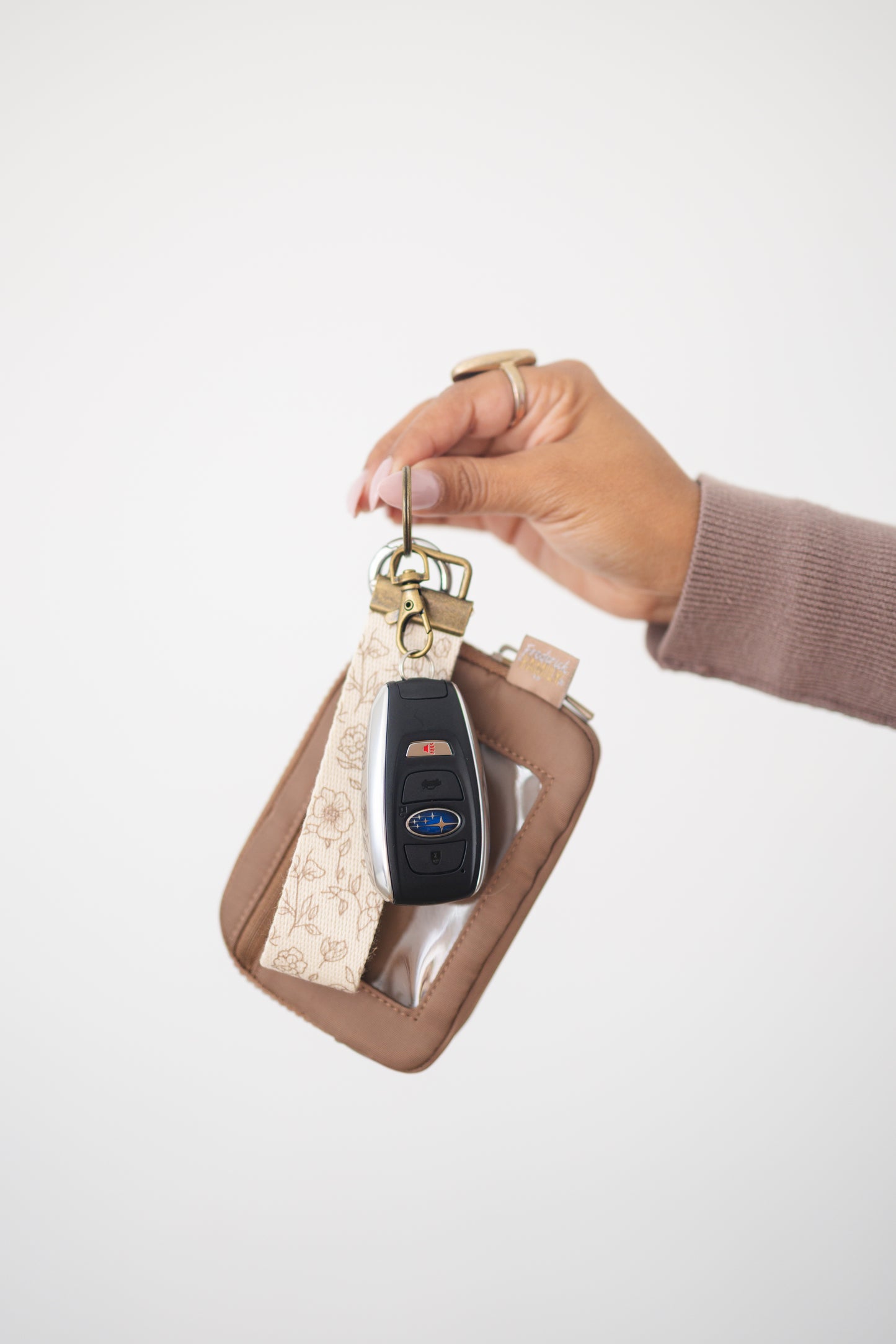 Keychain Wallet with Wrist Lanyard, Compact Card Holder Keyring, Stylish Wallet Keychain for Essentials