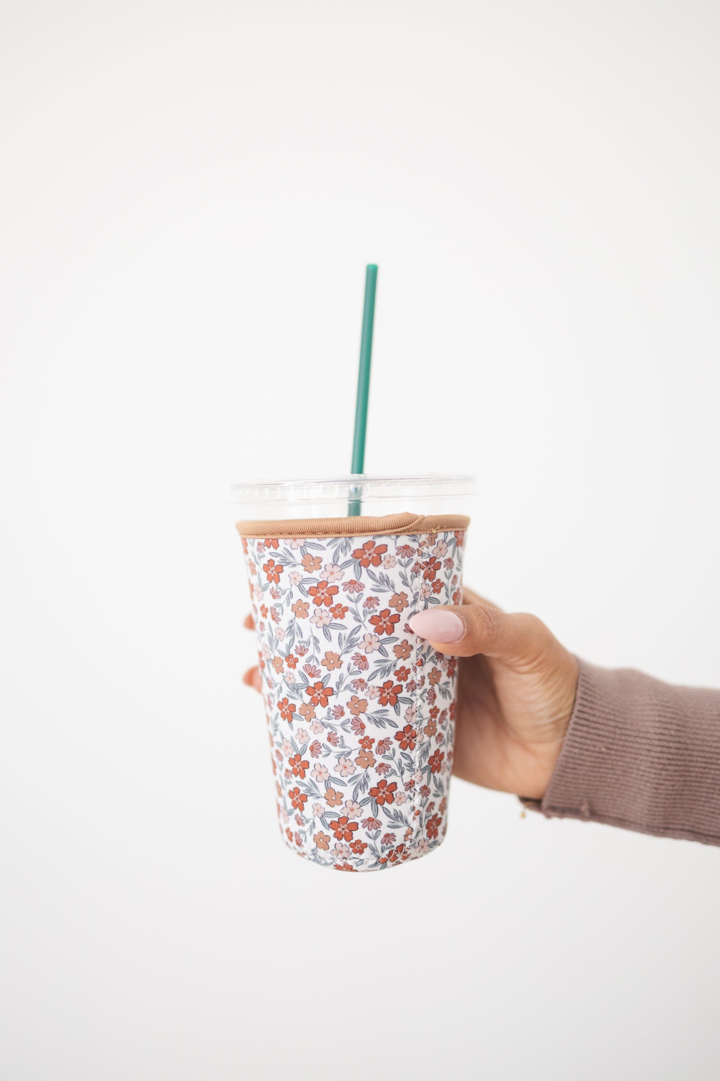 Iced Coffee Drink Sleeve, Flower Beverage Cup Sleeve,