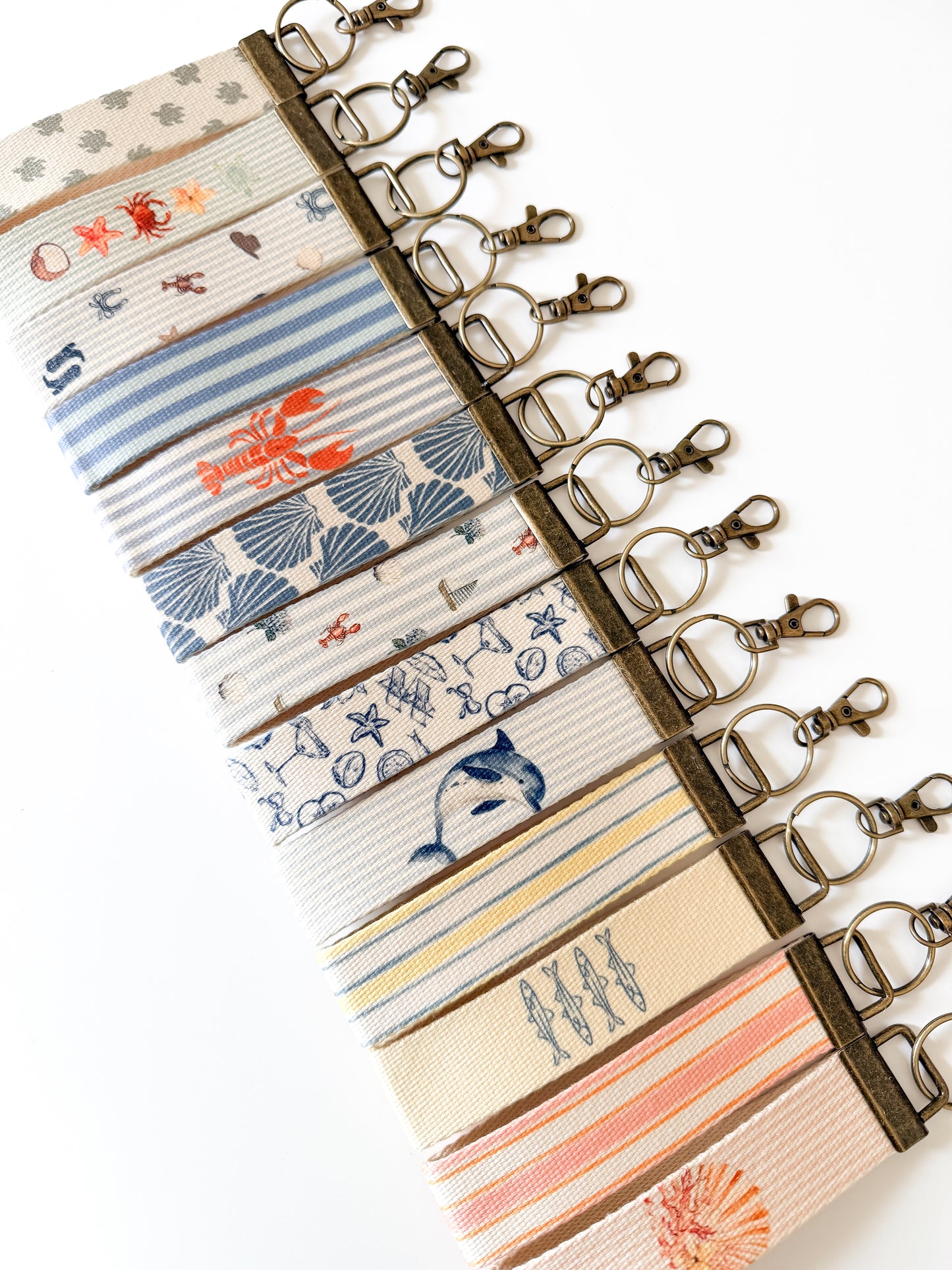 Summer Canvas Wristlet Keychain and Keychain Wallet, Handmade Key Fob Lanyard, Compact Keychain Wallet