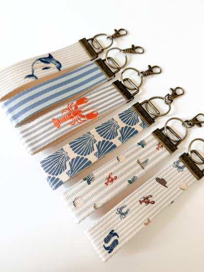 Summer Canvas Wristlet Keychain and Keychain Wallet, Handmade Key Fob Lanyard, Compact Keychain Wallet