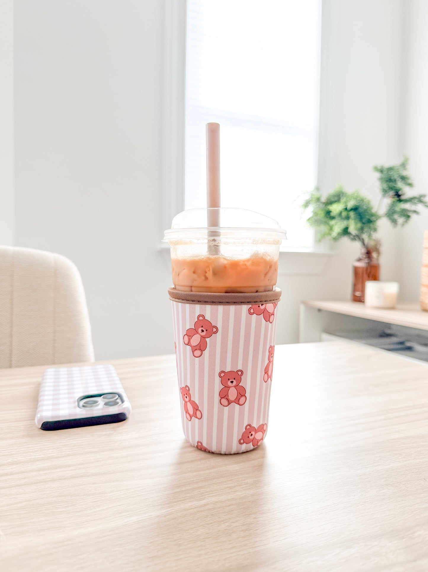 Iced Coffee Drink Sleeve, Flower Beverage Cup Sleeve,