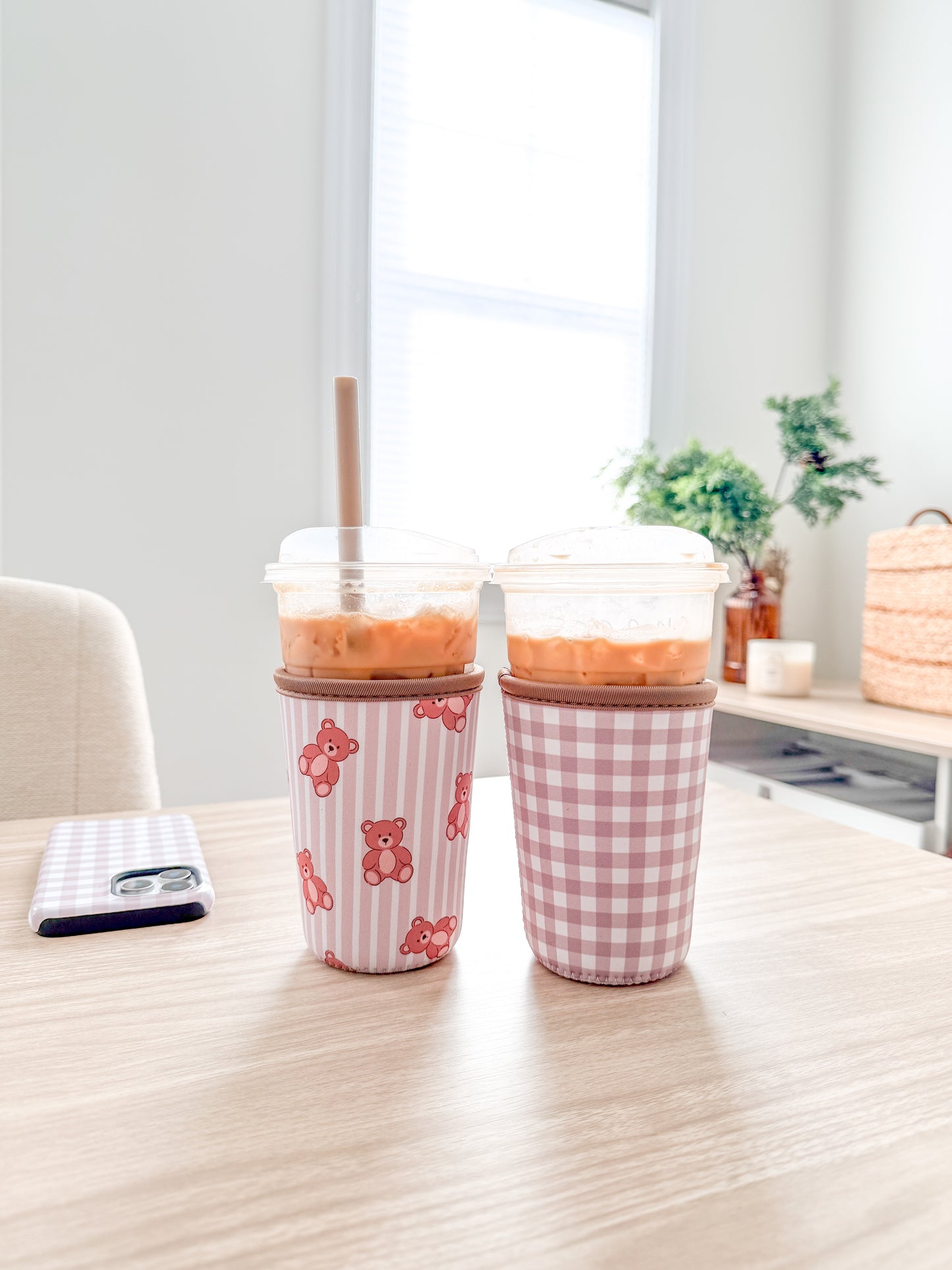 Iced Coffee Drink Sleeve, Flower Beverage Cup Sleeve,
