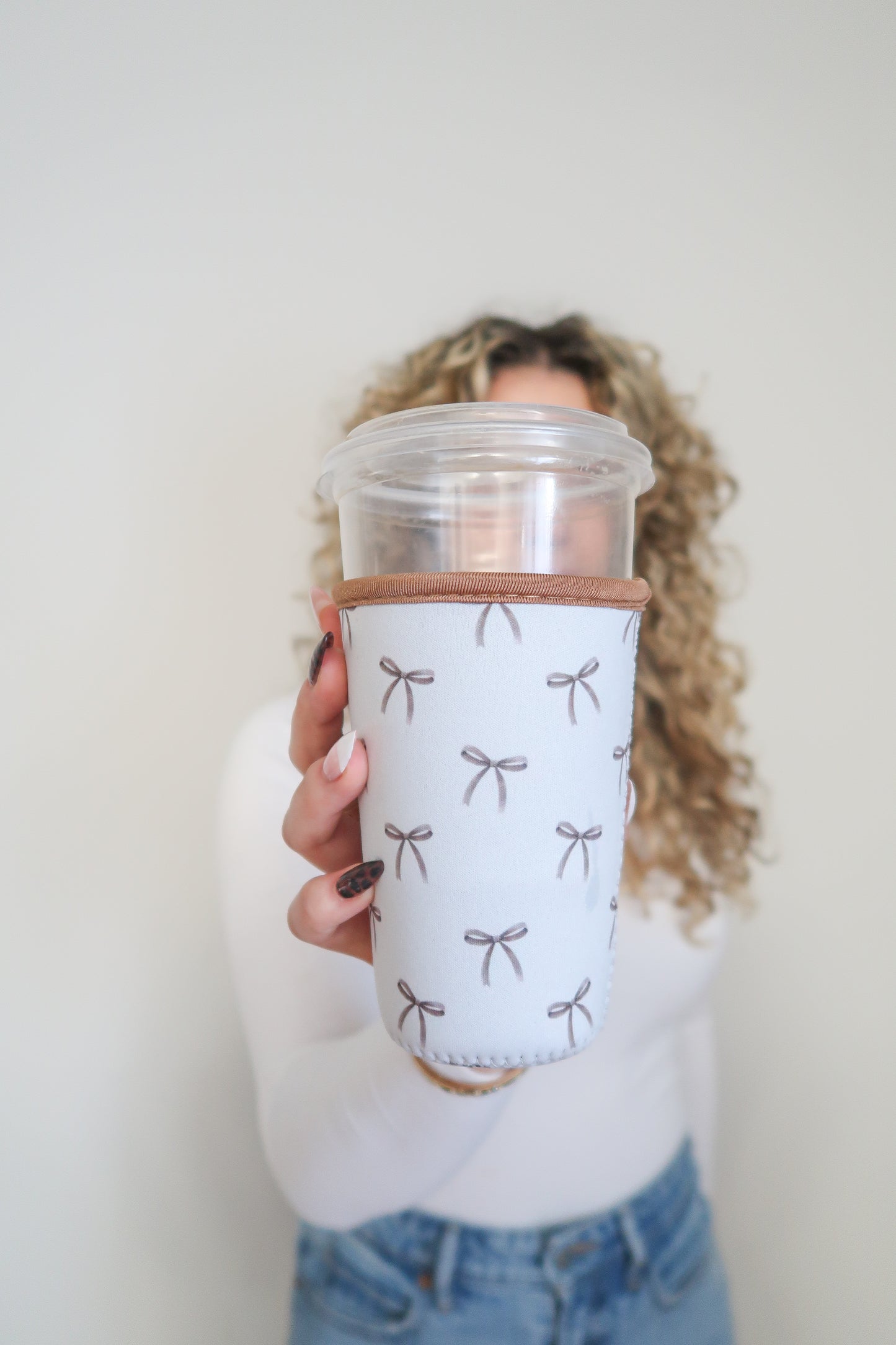 Iced Coffee Drink Sleeve, Flower Beverage Cup Sleeve,