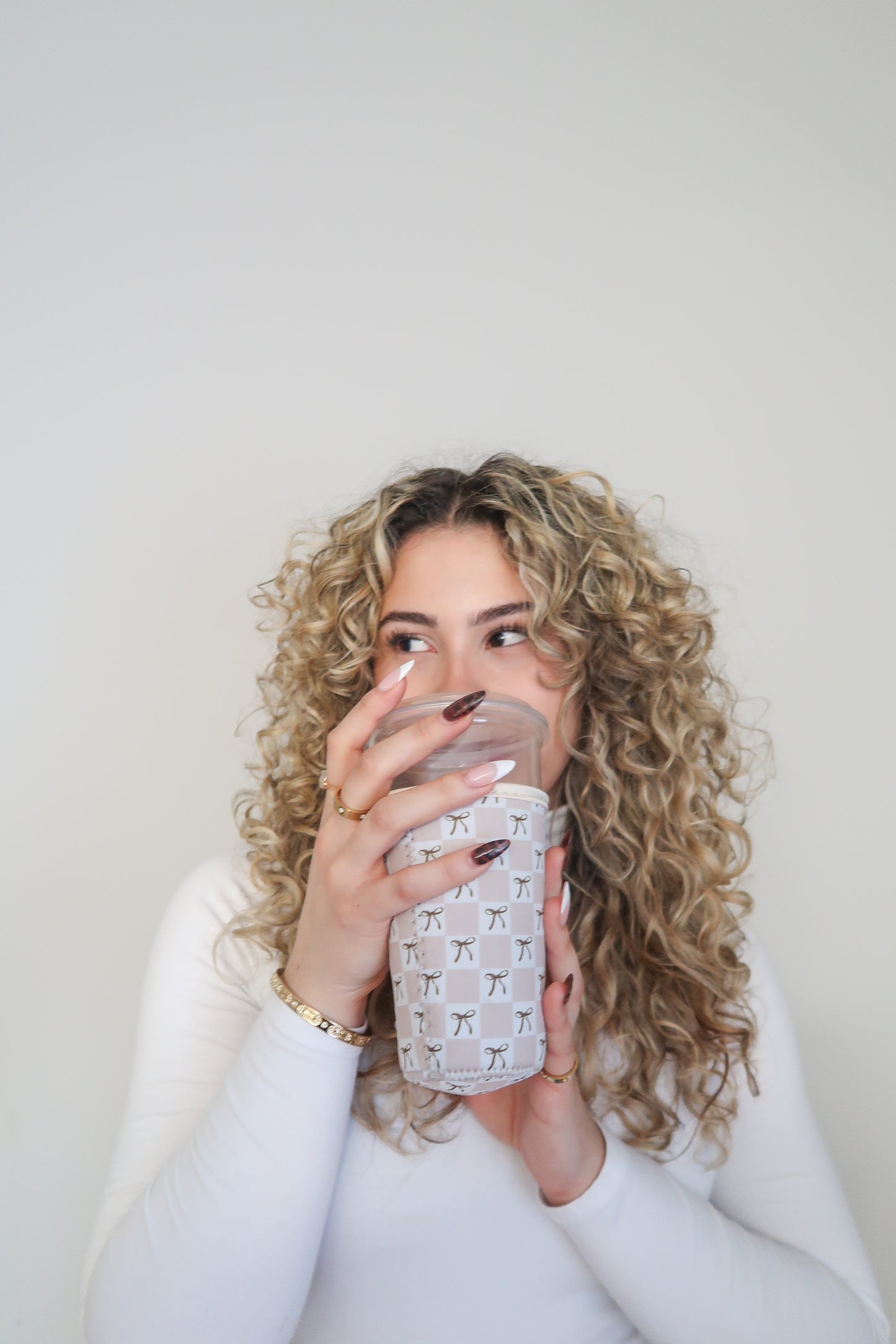 Iced Coffee Drink Sleeve, Flower Beverage Cup Sleeve,