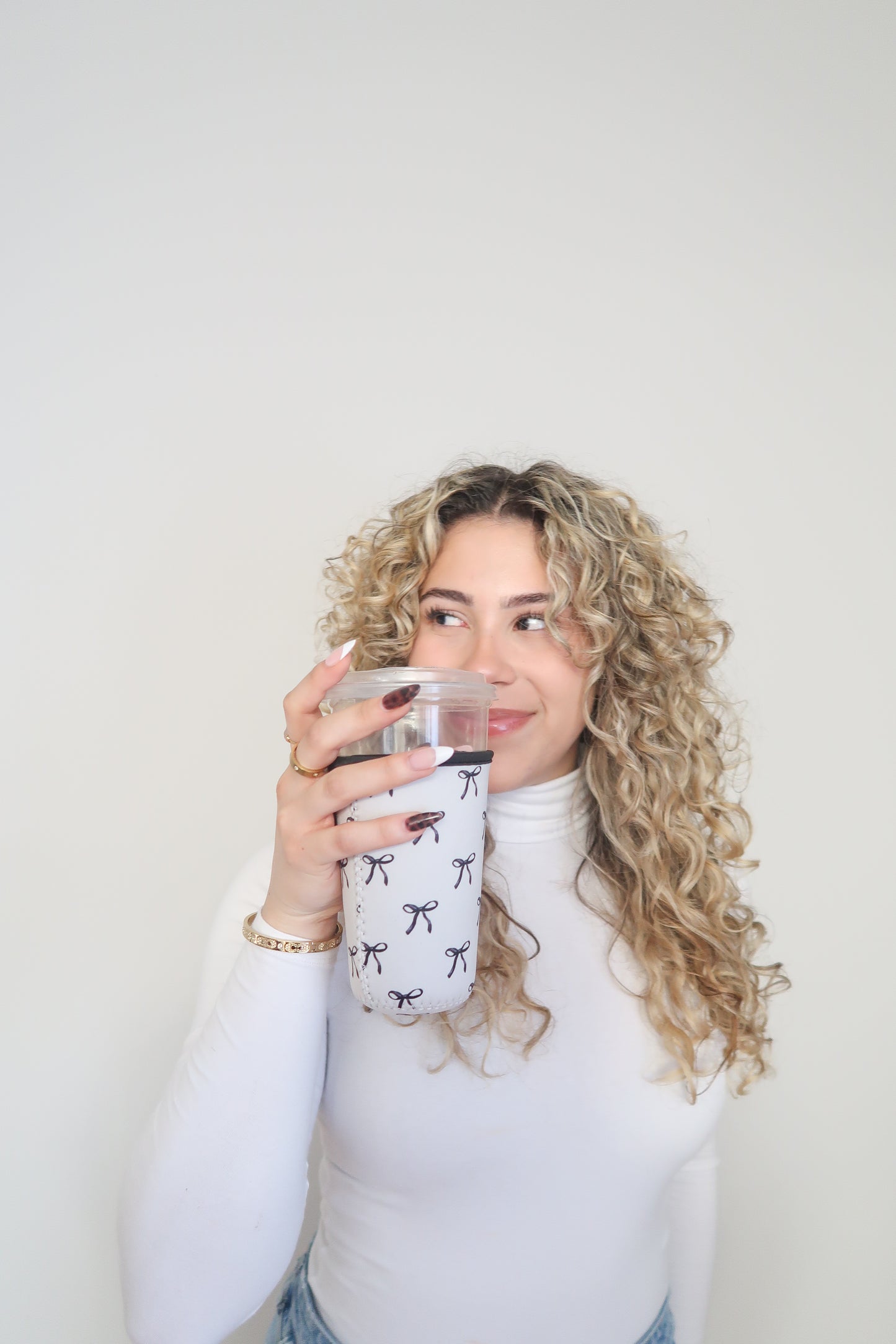 Iced Coffee Drink Sleeve, Flower Beverage Cup Sleeve,