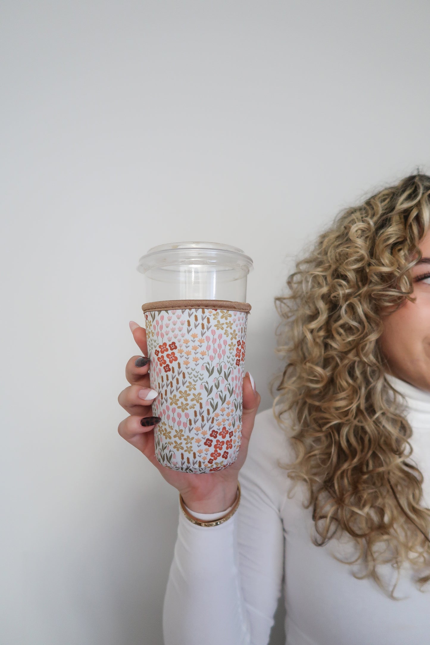 Iced Coffee Drink Sleeve, Flower Beverage Cup Sleeve,