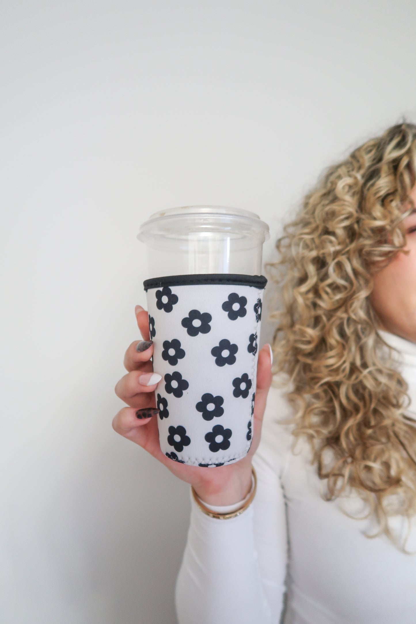 Iced Coffee Drink Sleeve, Flower Beverage Cup Sleeve,