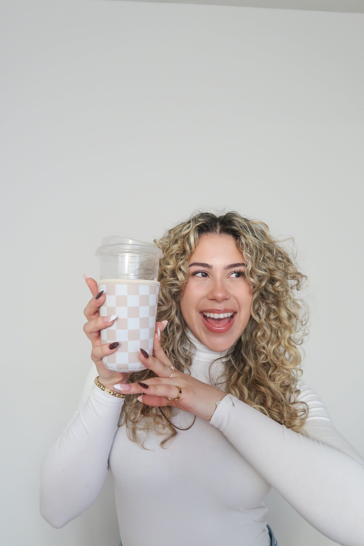 Iced Coffee Drink Sleeve, Flower Beverage Cup Sleeve,