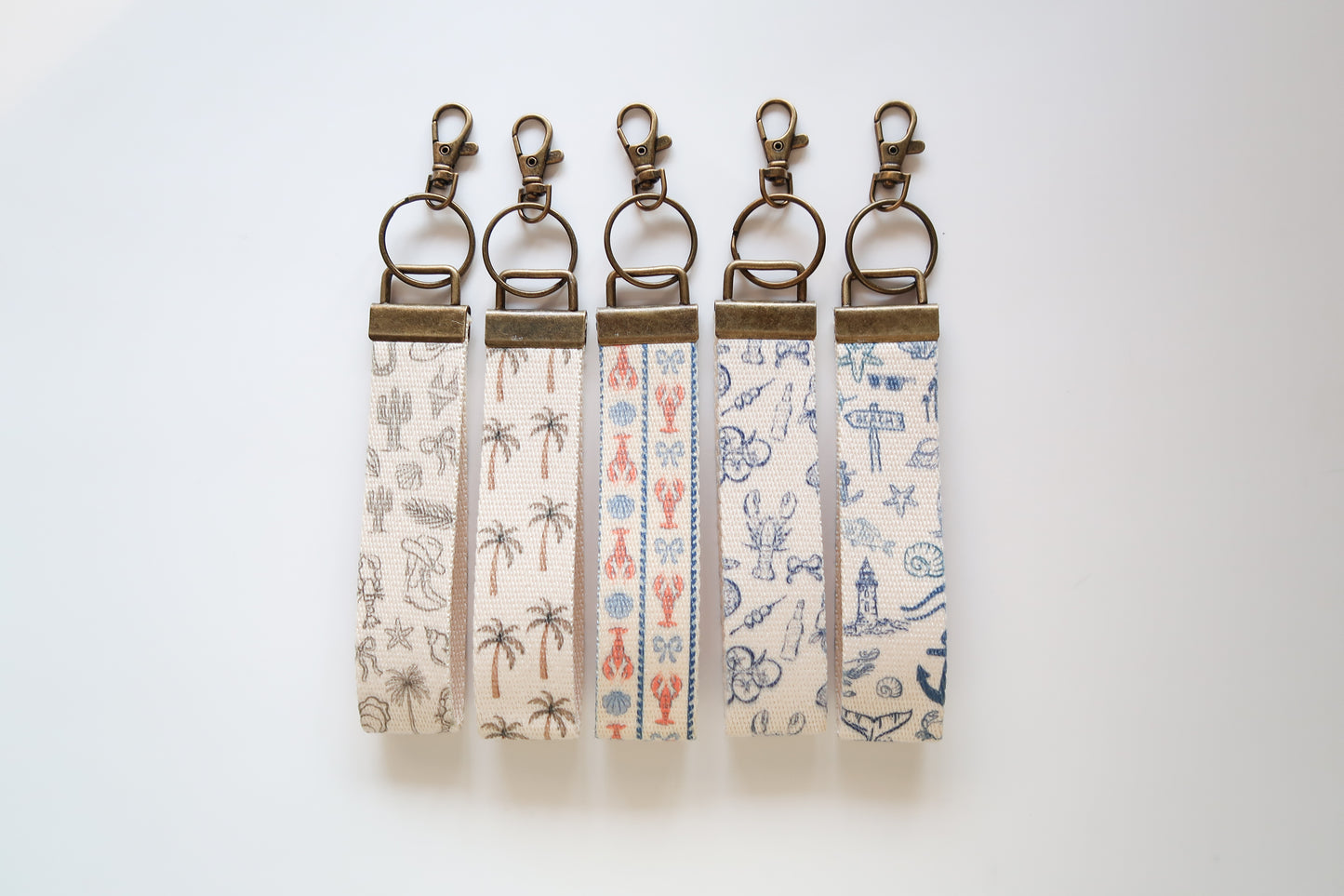Summer Canvas Wrist Keychain Lanyard, Custom Lanyard, Key Fob Wristlet, Car Key Holder, Cute Keychain, Preppy Bow Boho Smiley Keychain Lanyard