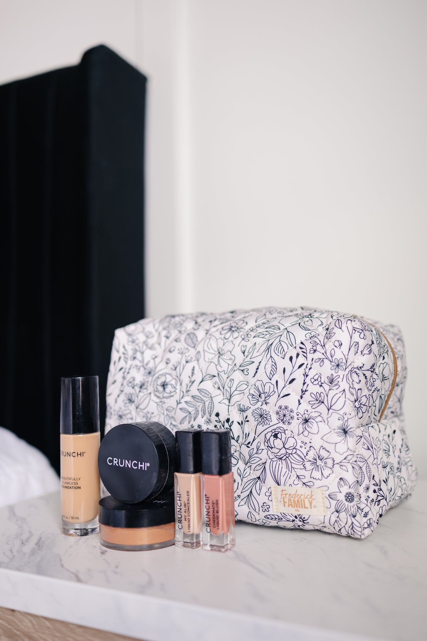 Quilted Makeup Bag for Women | Self Standing Toiletry Organizer Pouch | Large Collapsible Travel Bag | Cute Gift for Her