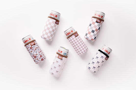 Slim Can Drink Sleeves- Reusable Neoprene Coolers with Aesthetic Patterns, 12oz Skinny Can Holder for Seltzer Energy Drinks
