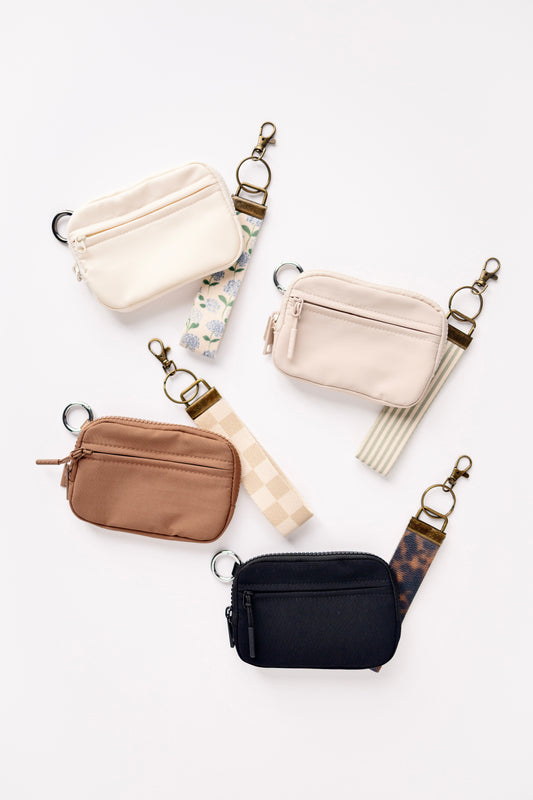 Keychain Wallet with Wrist Lanyard, Compact Card Holder Keyring, Stylish Wallet Keychain for Essentials