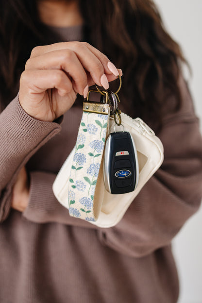 Canvas Wristlet Lanyard Keychain- Wrist Lanyard for Women, Floral Keychain, Car Key Holder, Handmade Canvas Key Fob, Gift for Her