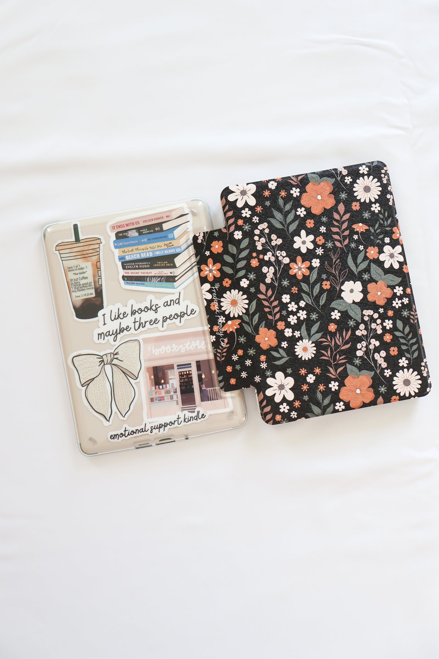 Kindle Case Clear & Printed Back with Hand Strap – Transparent Protective E-Reader Cover, Slim Lightweight Kindle Case