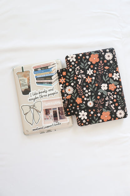 Kindle Case Clear & Printed Back with Hand Strap – Transparent Protective E-Reader Cover, Slim Lightweight Kindle Case