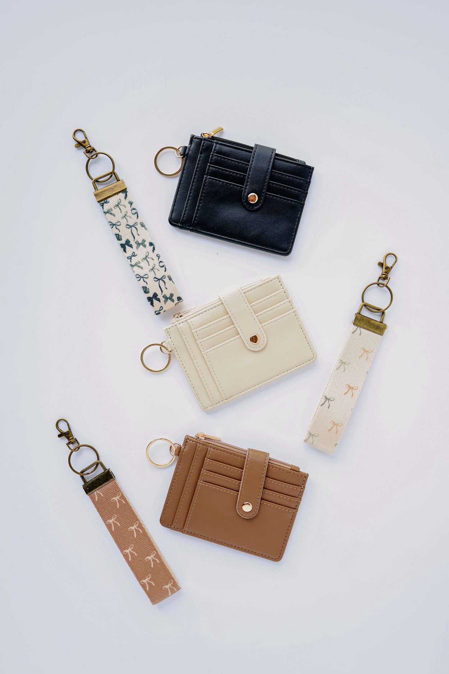 Leather Keychain Wallet with Wrist Lanyard – Card Holder, ID Case, Key Fob Wallet, Small Wallet for Women