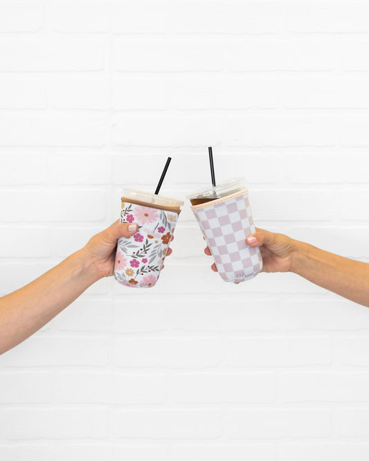 Iced Coffee Drink Sleeve, Flower Beverage Cup Sleeve,