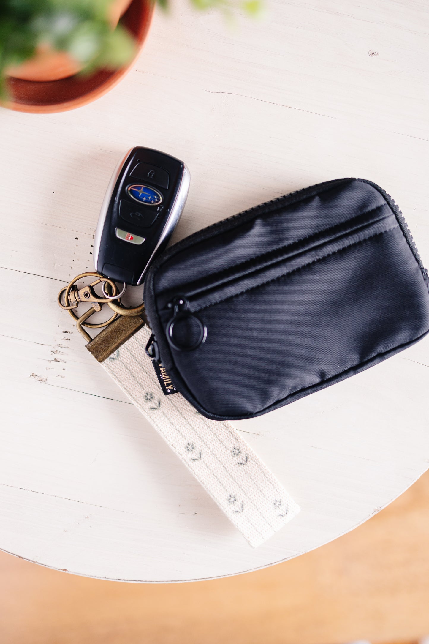 Spring Floral Canvas Wristlet Keychain and Keychain Wallet, Handmade Key Fob Lanyard, Compact Keychain Wallet