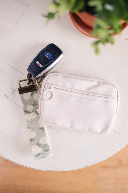 Spring Floral Canvas Wristlet Keychain and Keychain Wallet, Handmade Key Fob Lanyard, Compact Keychain Wallet
