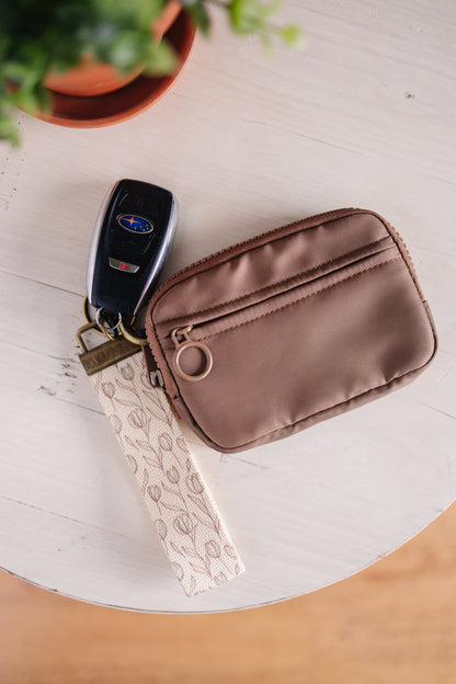 Spring Floral Canvas Wristlet Keychain and Keychain Wallet, Handmade Key Fob Lanyard, Compact Keychain Wallet