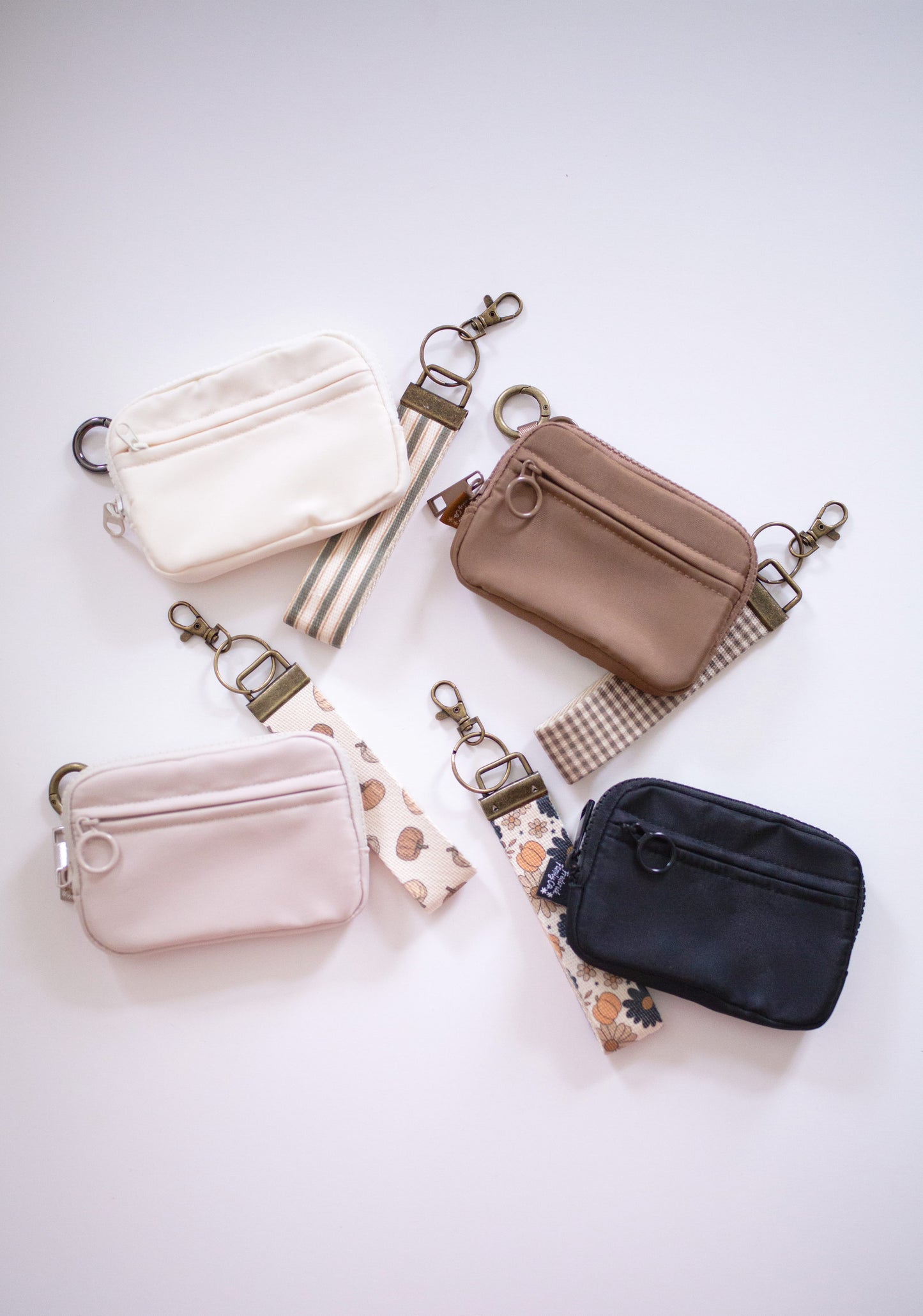 Frederick Family Co. Fall Keychain Wallet with Wrist Lanyard, Compact Card Holder Keyring