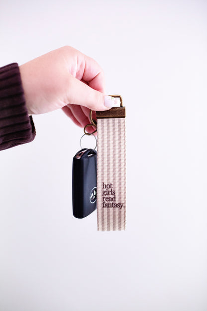 Bookish Canvas Wristlet Keychain and Keychain Wallet – Handmade Key Fob Lanyard, Compact Keychain Wallet