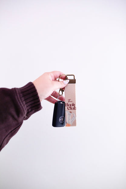 Bookish Canvas Wristlet Keychain and Keychain Wallet – Handmade Key Fob Lanyard, Compact Keychain Wallet