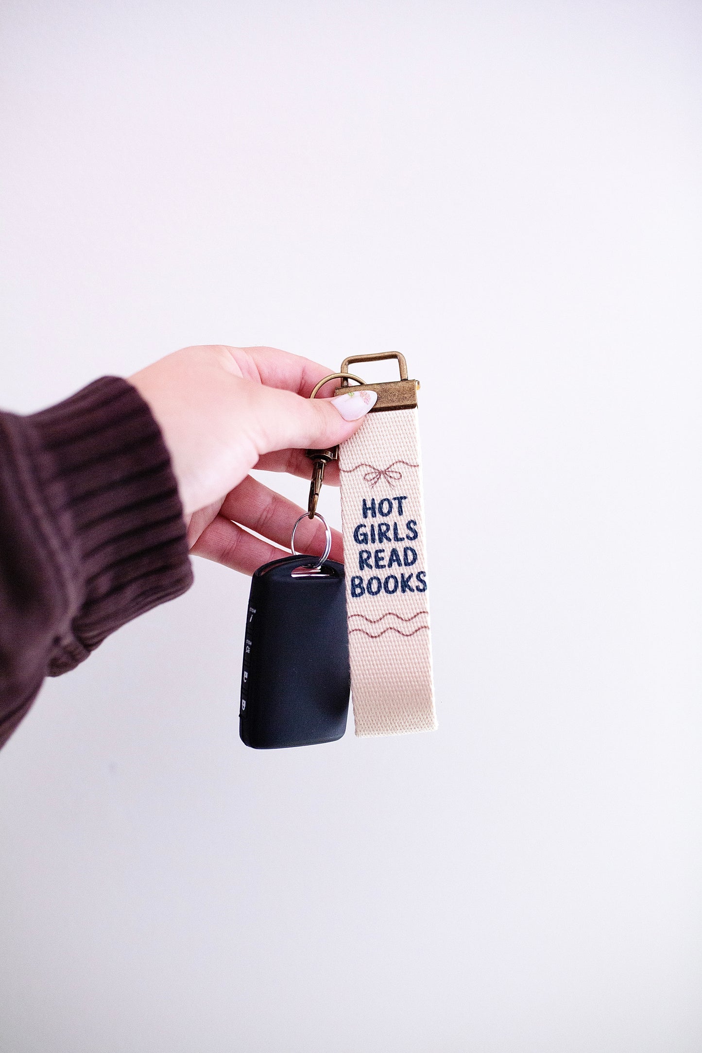 Bookish Canvas Wristlet Keychain and Keychain Wallet – Handmade Key Fob Lanyard, Compact Keychain Wallet
