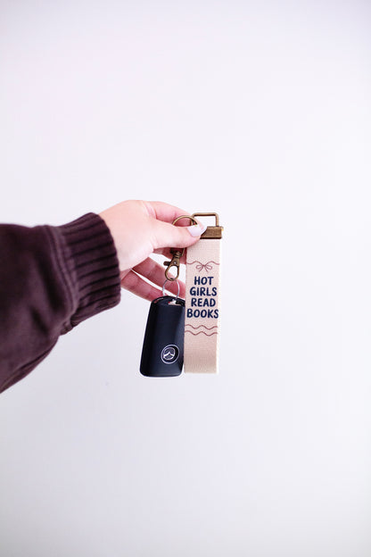 Bookish Canvas Wristlet Keychain and Keychain Wallet – Handmade Key Fob Lanyard, Compact Keychain Wallet